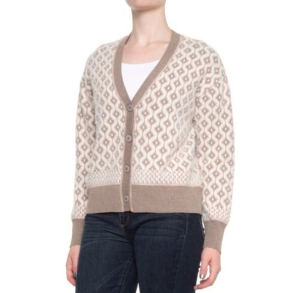 CUPCAKES & CASHMERE NEW DIAMOND BROWN/CREAM CARDIGAN SUPER SOFT SMALL - Picture 1 of 8